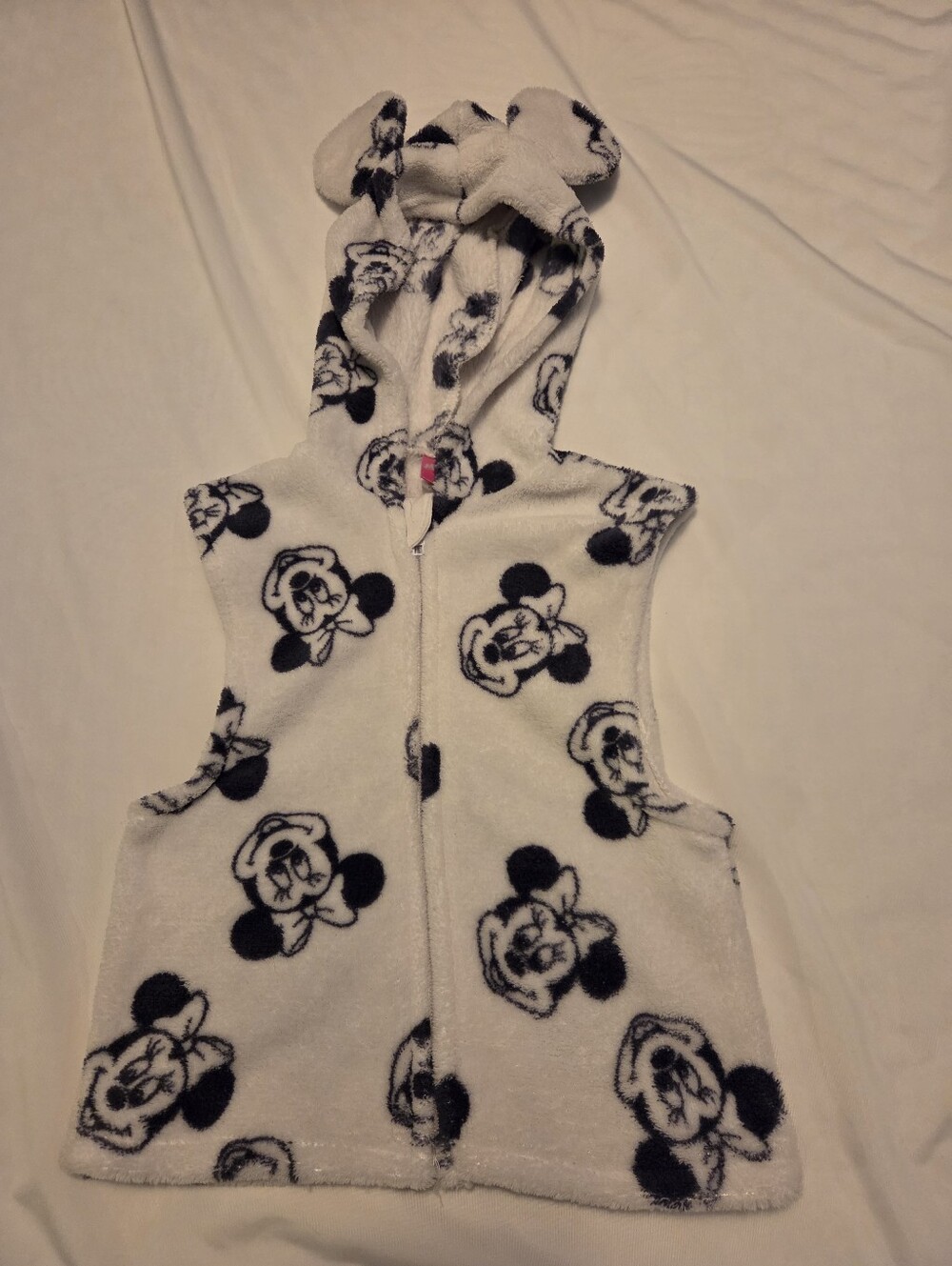 Disney Minnie Mouse Fleece Vest Black and White 4T Sleeveless Jacket